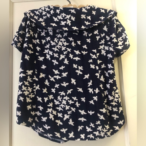 Anthropologie Maeve Flutter Neck Sparrow Shirt - Picture 8 of 11